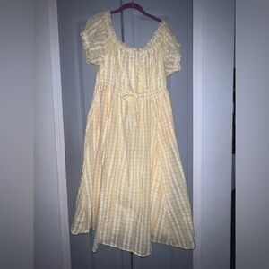 🌼NWT midi yellow gingham plaid picnic dress with pockets size 1X